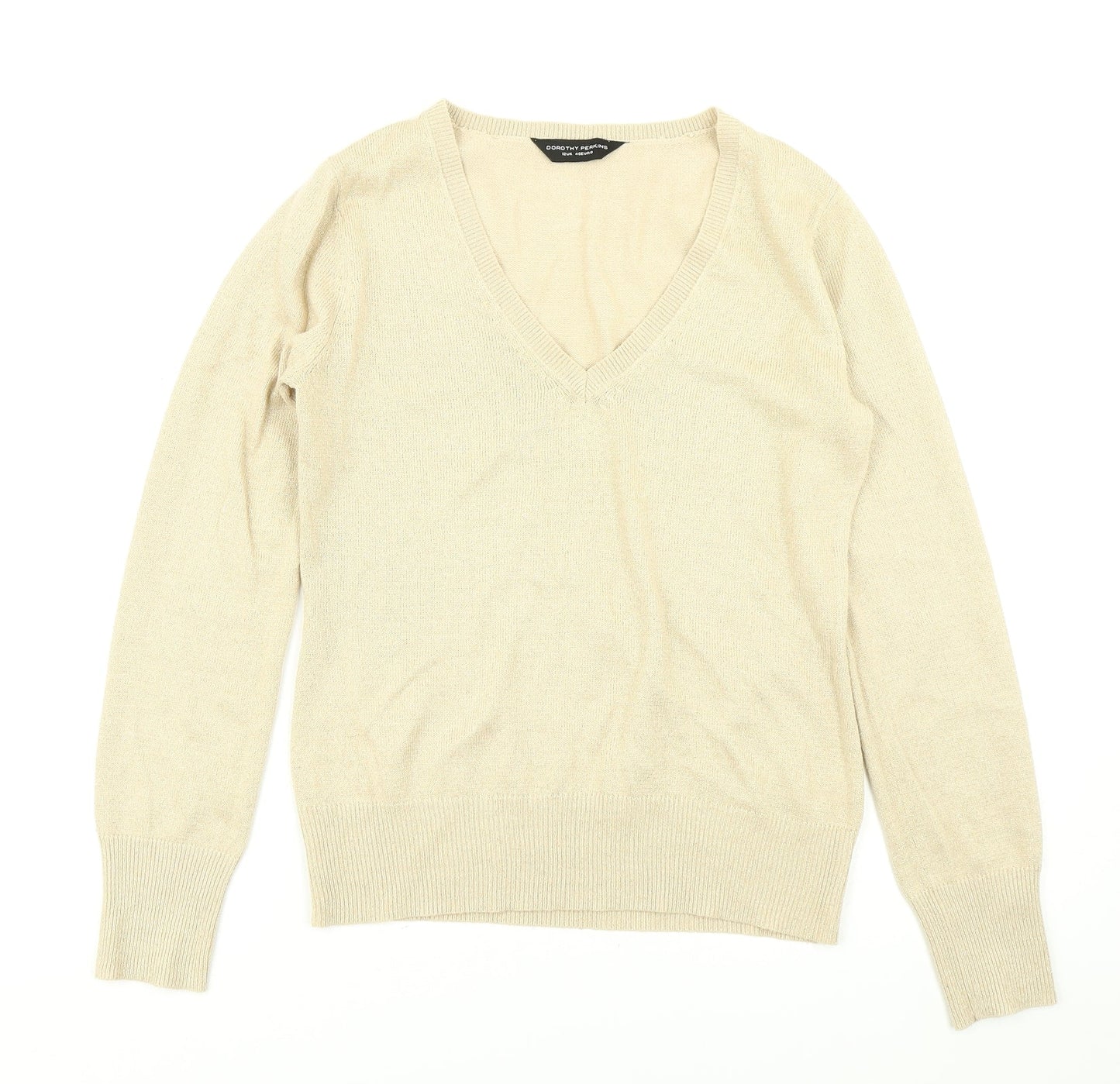 Womens UK Size 12 Dorothy Perkins Gold Pullover Jumper