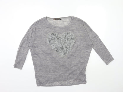Womens UK Size S QED London Grey Pullover Jumper
