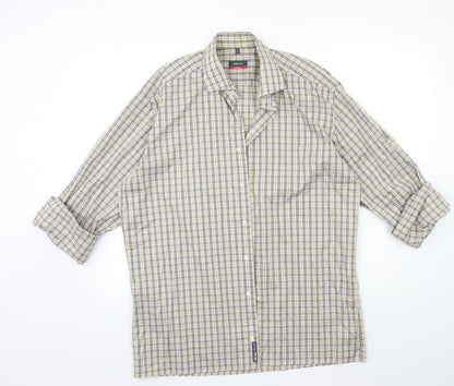 Mens UK Size 16 Eterna Beige  Button-Up Long Sleeve Casual Shirt
