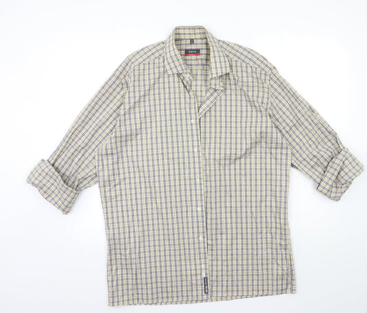 Mens UK Size 16 Eterna Beige  Button-Up Long Sleeve Casual Shirt