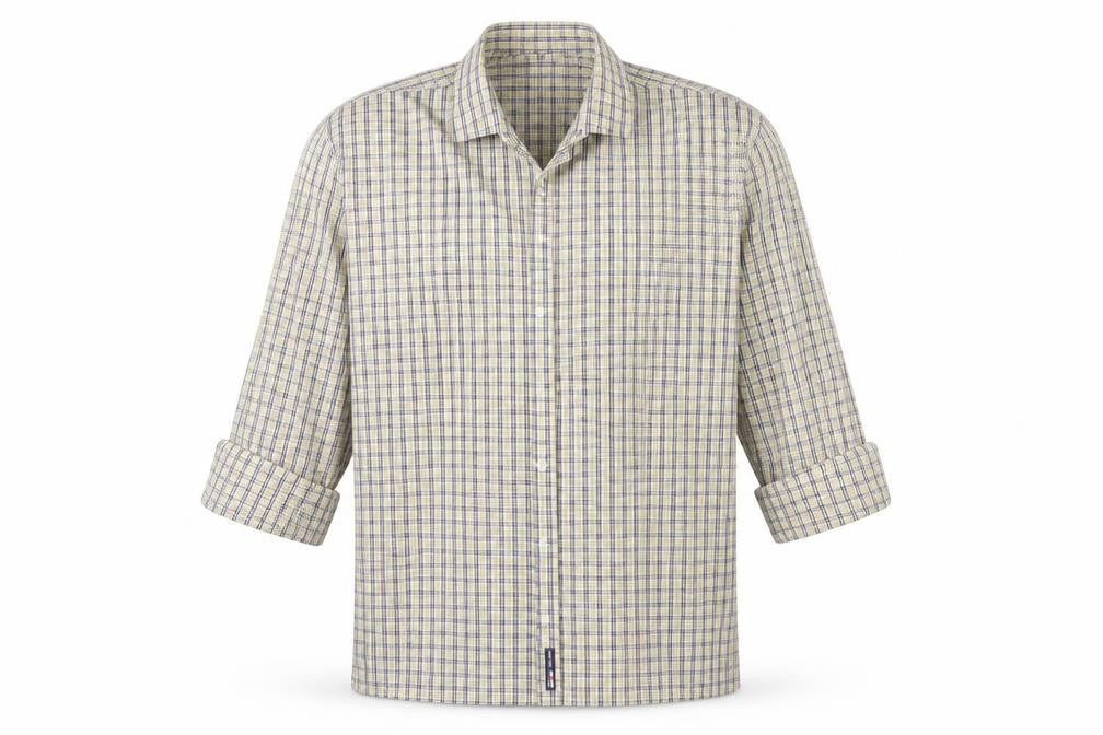 Mens UK Size 16 Eterna Beige  Button-Up Long Sleeve Casual Shirt