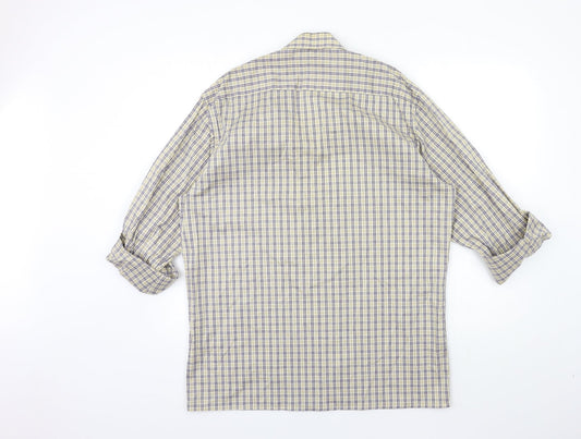 Mens UK Size 16 Eterna Beige  Button-Up Long Sleeve Casual Shirt
