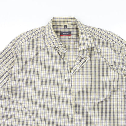 Mens UK Size 16 Eterna Beige  Button-Up Long Sleeve Casual Shirt