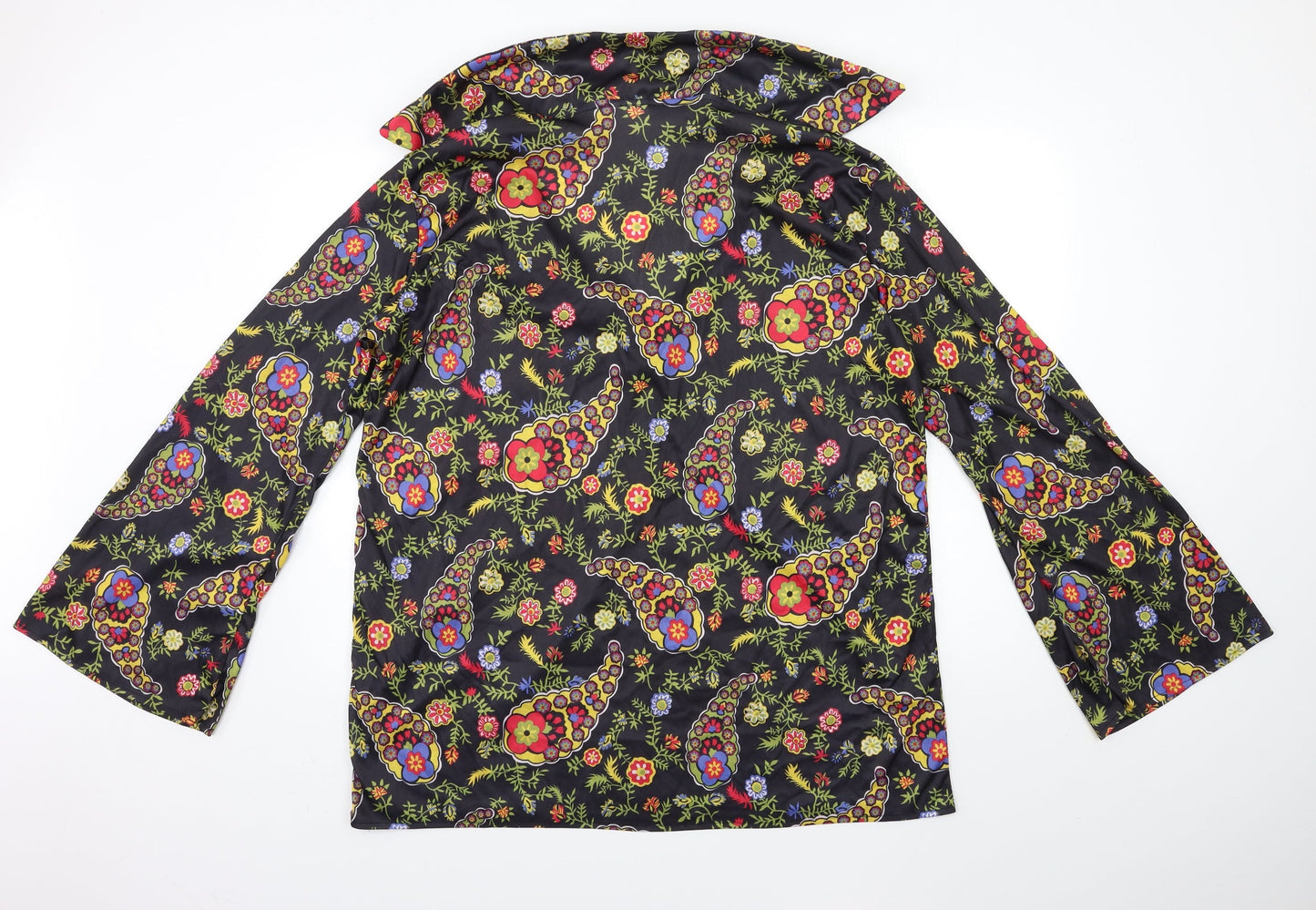 Wicked Womens Black Floral  Basic Blouse Size XL