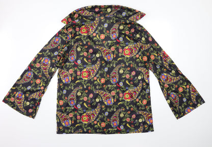 Wicked Womens Black Floral  Basic Blouse Size XL