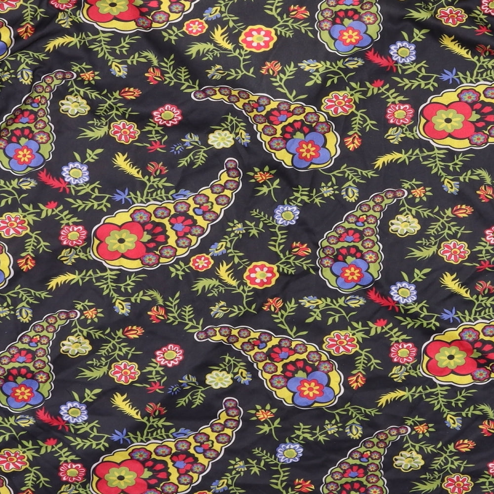 Wicked Womens Black Floral  Basic Blouse Size XL