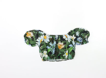 SheIn Girls Grey Floral  Basic Blouse Size 10 Years