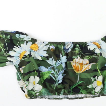 SheIn Girls Grey Floral  Basic Blouse Size 10 Years