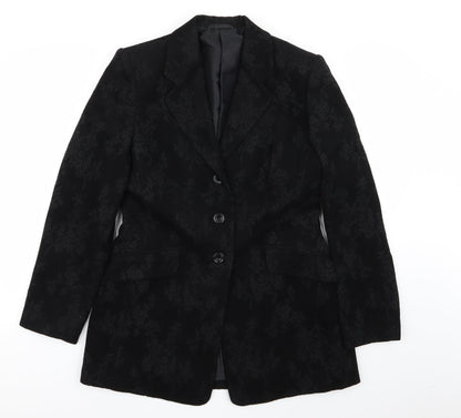 BHS Womens Black Floral  Jacket Blazer Size 12