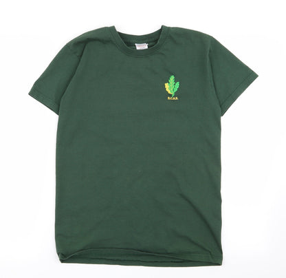 Womens UK Size S Fruit of the Loom Green Basic T-Shirt