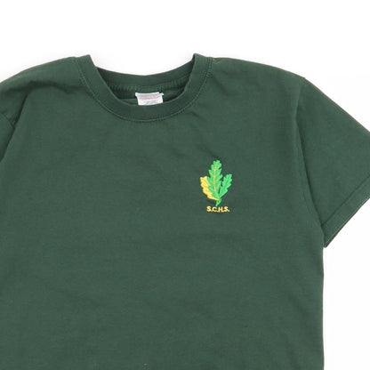 Womens UK Size S Fruit of the Loom Green Basic T-Shirt