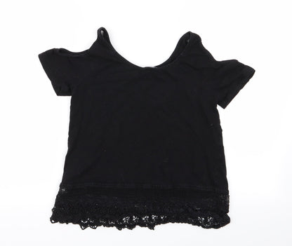 Womens UK Size 6 New Look Black Basic T-Shirt