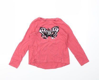 Vertbaudet Girls Pink Animal Print  Basic T-Shirt Size 6 Years