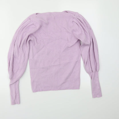 Womens UK Size M Warehouse Purple Basic T-Shirt