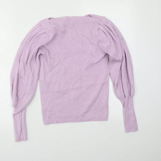 Womens UK Size M Warehouse Purple Basic T-Shirt