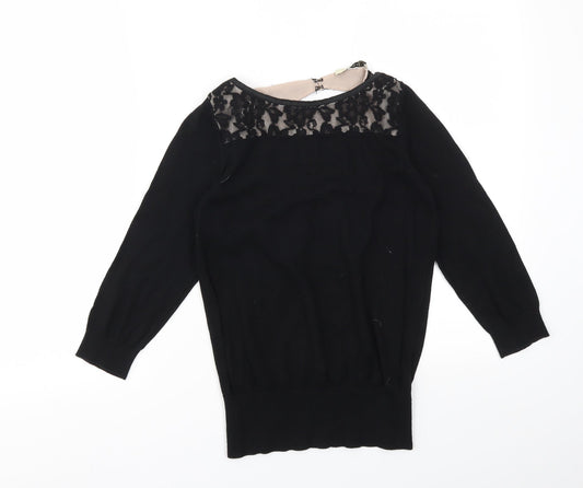 Womens UK Size S Oasis Black Basic T-Shirt