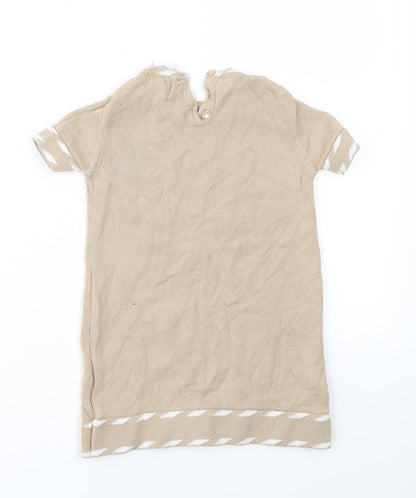 Miss Mona mouse Girls Beige Animal Print  Basic T-Shirt Size 4 Years