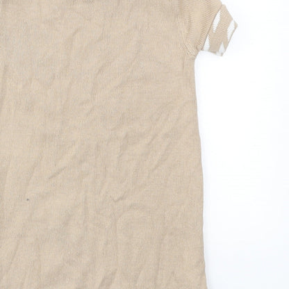 Miss Mona mouse Girls Beige Animal Print  Basic T-Shirt Size 4 Years