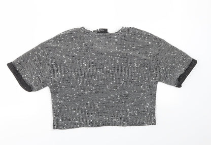 Womens UK Size XS Sparkle & Fade Black Cropped T-Shirt