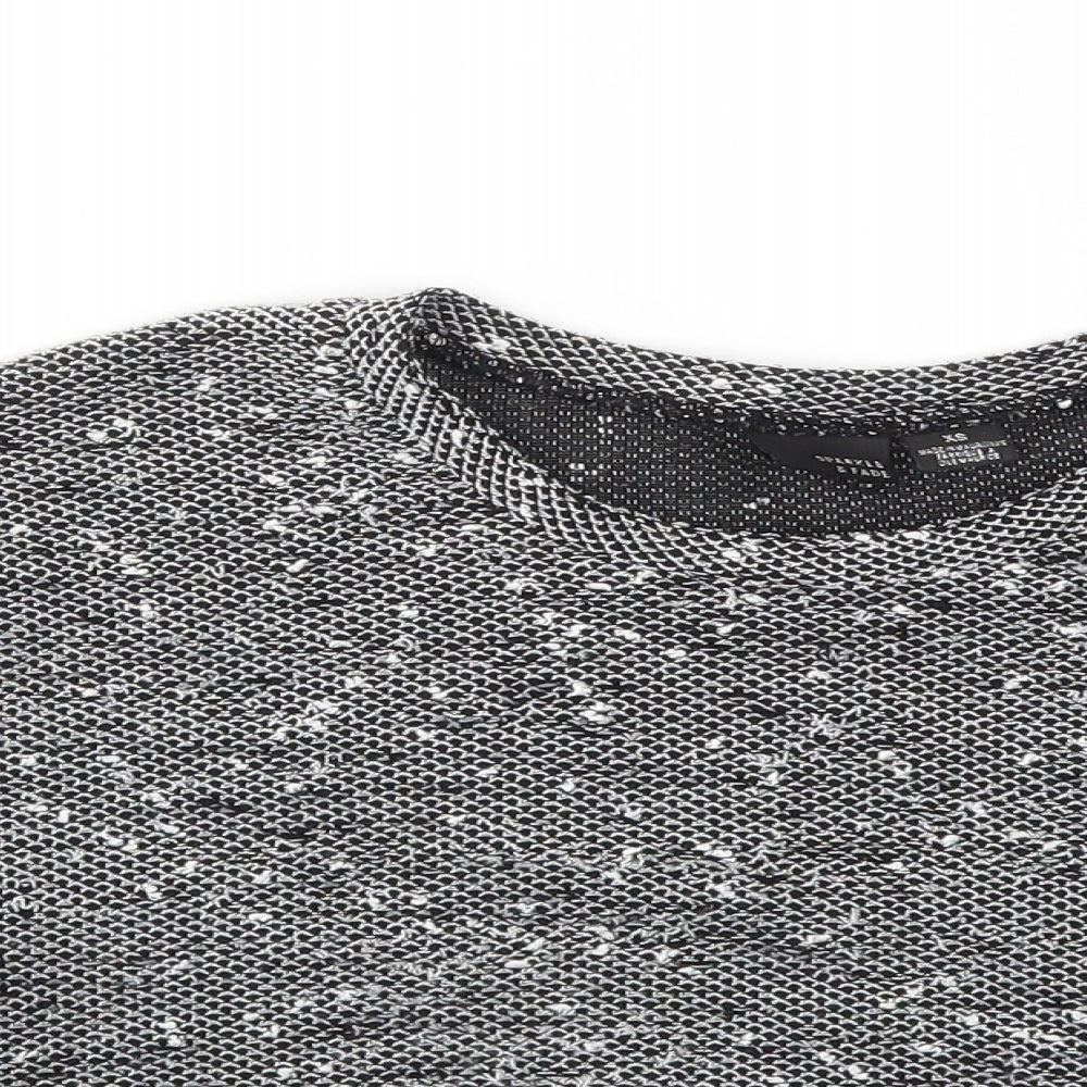 Womens UK Size XS Sparkle & Fade Black Cropped T-Shirt