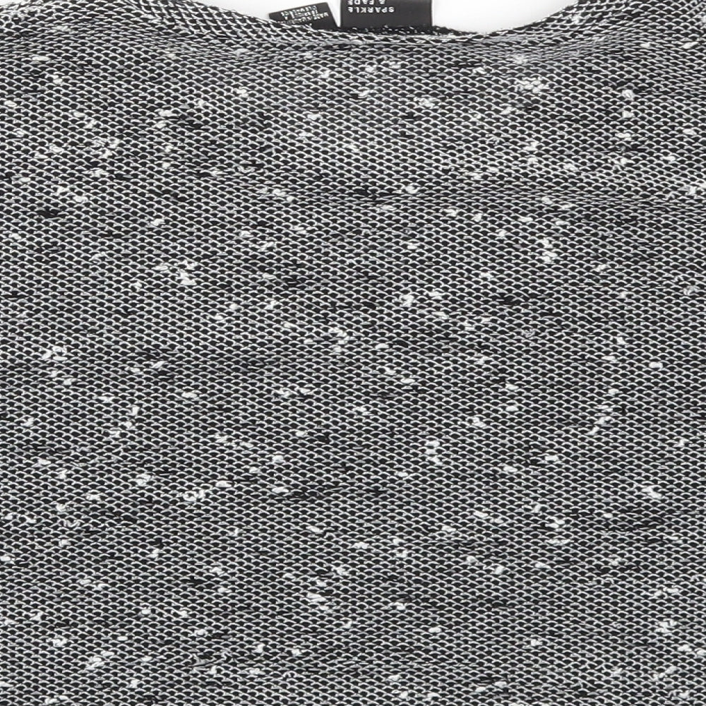 Womens UK Size XS Sparkle & Fade Black Cropped T-Shirt