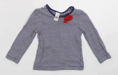 Mini Club Girls Blue Striped  Basic T-Shirt Size 12-18 Months
