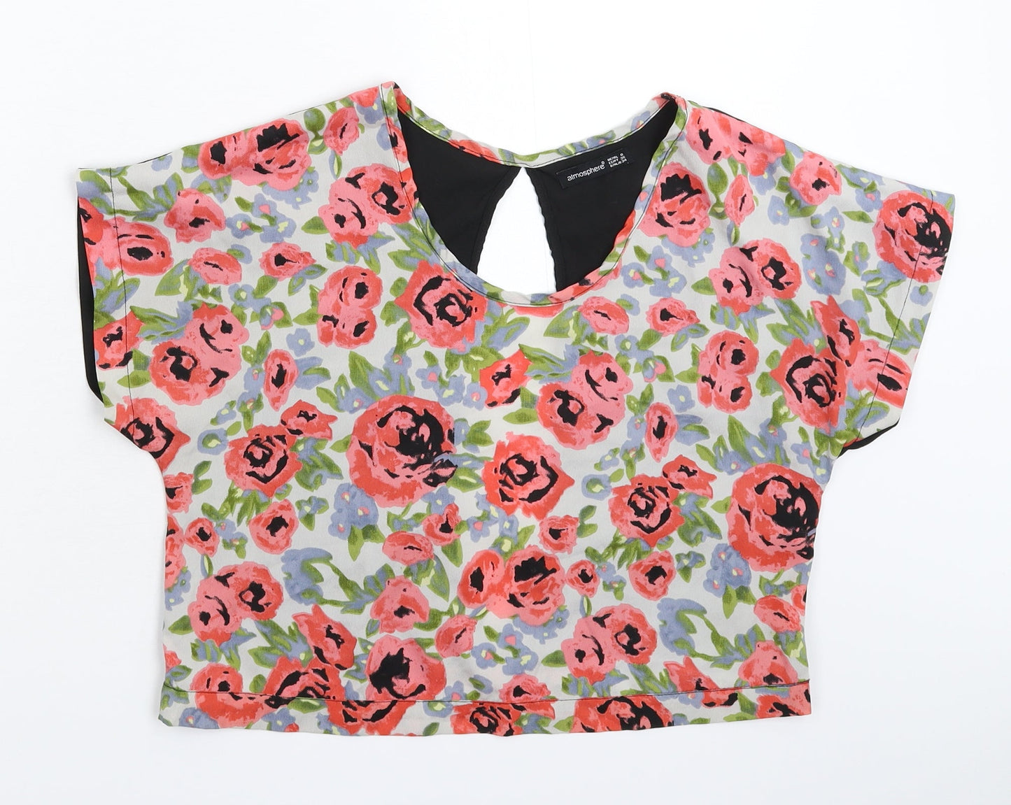 Womens UK Size 8 Atmosphere Multicoloured Cropped T-Shirt