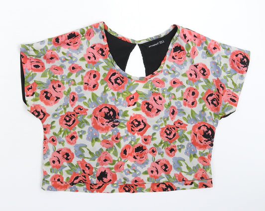 Womens UK Size 8 Atmosphere Multicoloured Cropped T-Shirt