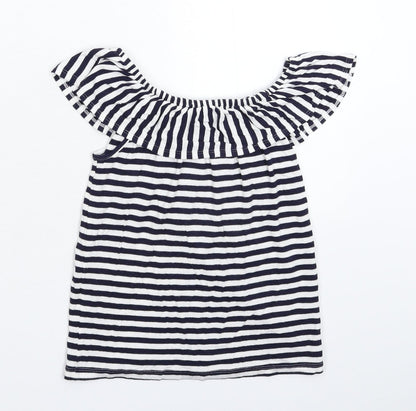 Avenue Girls Blue Striped  Basic T-Shirt Size 7-8 Years