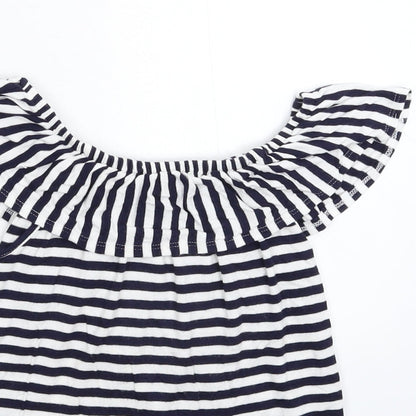 Avenue Girls Blue Striped  Basic T-Shirt Size 7-8 Years