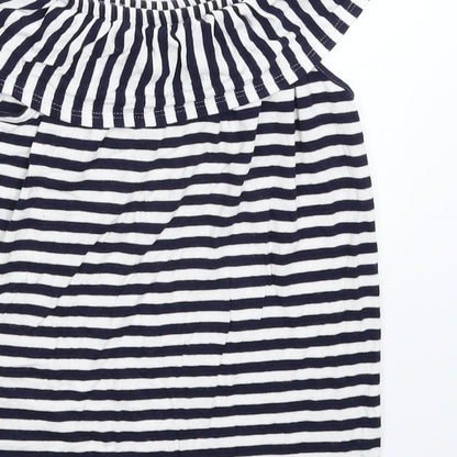 Avenue Girls Blue Striped  Basic T-Shirt Size 7-8 Years