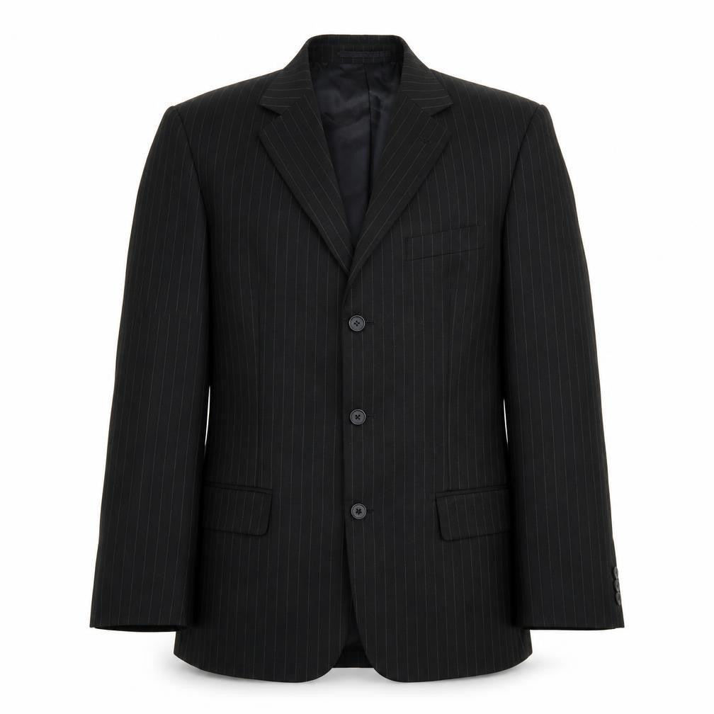 Henley & Knight Mens Black Striped  Jacket Suit Jacket Size 38