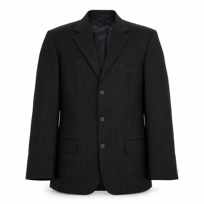 Henley & Knight Mens Black Striped  Jacket Suit Jacket Size 38
