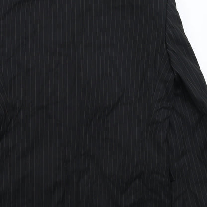 Henley & Knight Mens Black Striped  Jacket Suit Jacket Size 38
