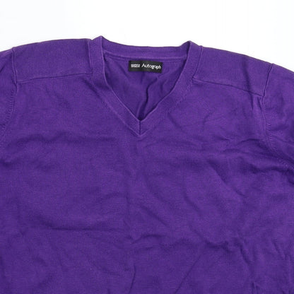 Autograph Mens Purple  Knit Pullover Jumper Size M
