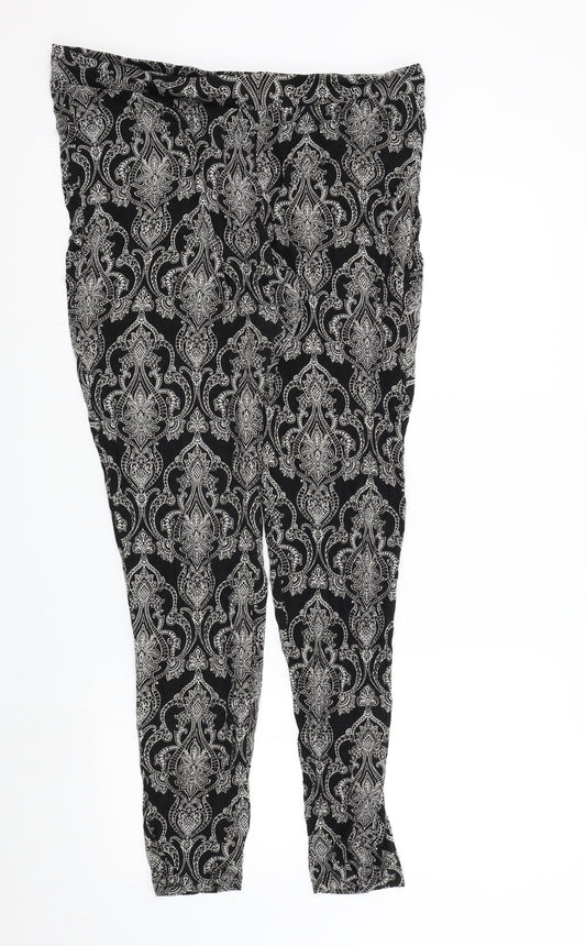 Cynthia Rowley Womens Black Geometric  Jogger Trousers Size XL L29 in