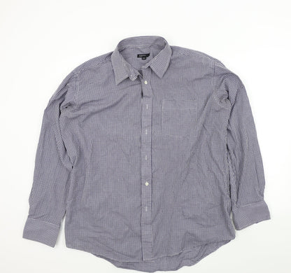 Mens UK Size 17 Ceder wood state Blue  Button-Up Long Sleeve Casual Shirt