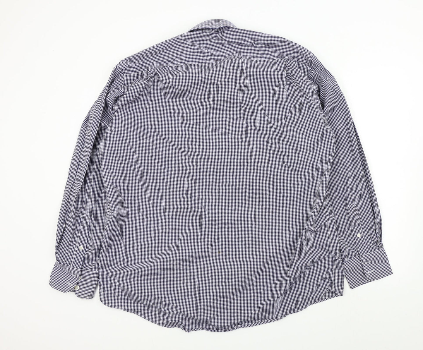 Mens UK Size 17 Ceder wood state Blue  Button-Up Long Sleeve Casual Shirt