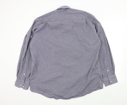 Mens UK Size 17 Ceder wood state Blue  Button-Up Long Sleeve Casual Shirt