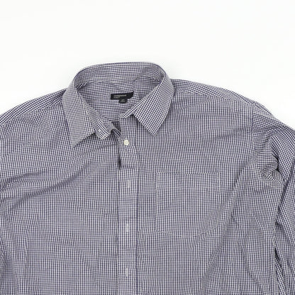 Mens UK Size 17 Ceder wood state Blue  Button-Up Long Sleeve Casual Shirt