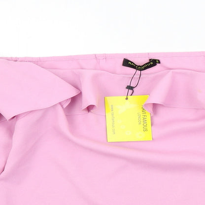 RAVI FAMOUSE Womens Pink Colourblock  Basic Blouse Size 8