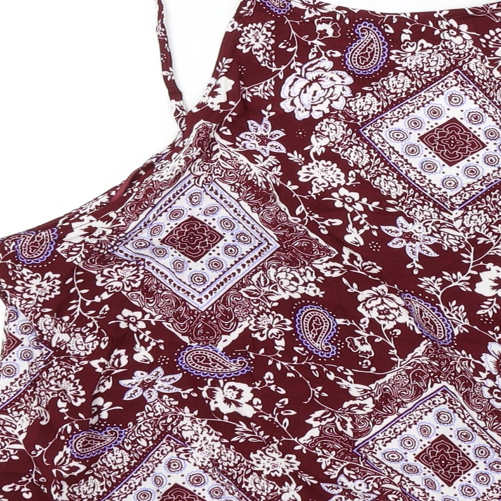 MISS TRUTH Womens Purple Geometric  Basic T-Shirt Size 8
