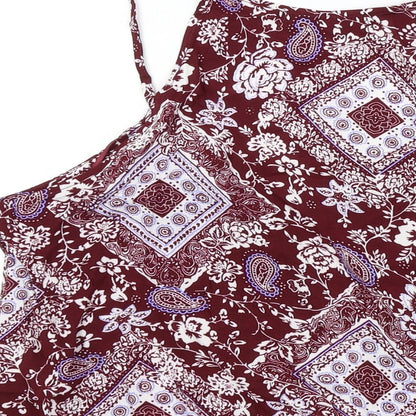 MISS TRUTH Womens Purple Geometric  Basic T-Shirt Size 8