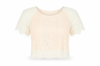 RAVI FAMOUSE Womens White Geometric  Basic Blouse Size 8