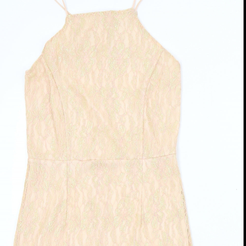 Miss Selfridge Womens Pink Colourblock  A-Line  Size 10