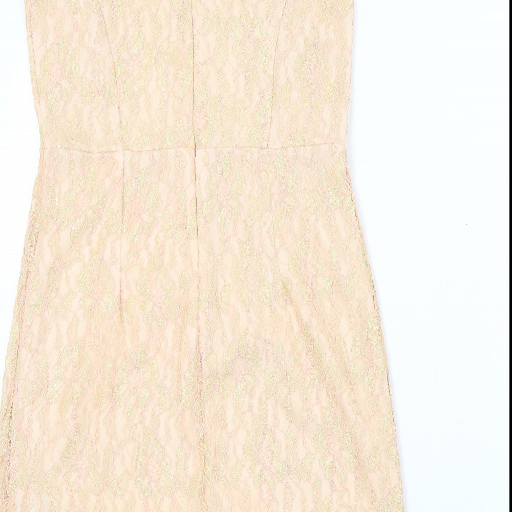 Miss Selfridge Womens Pink Colourblock  A-Line  Size 10