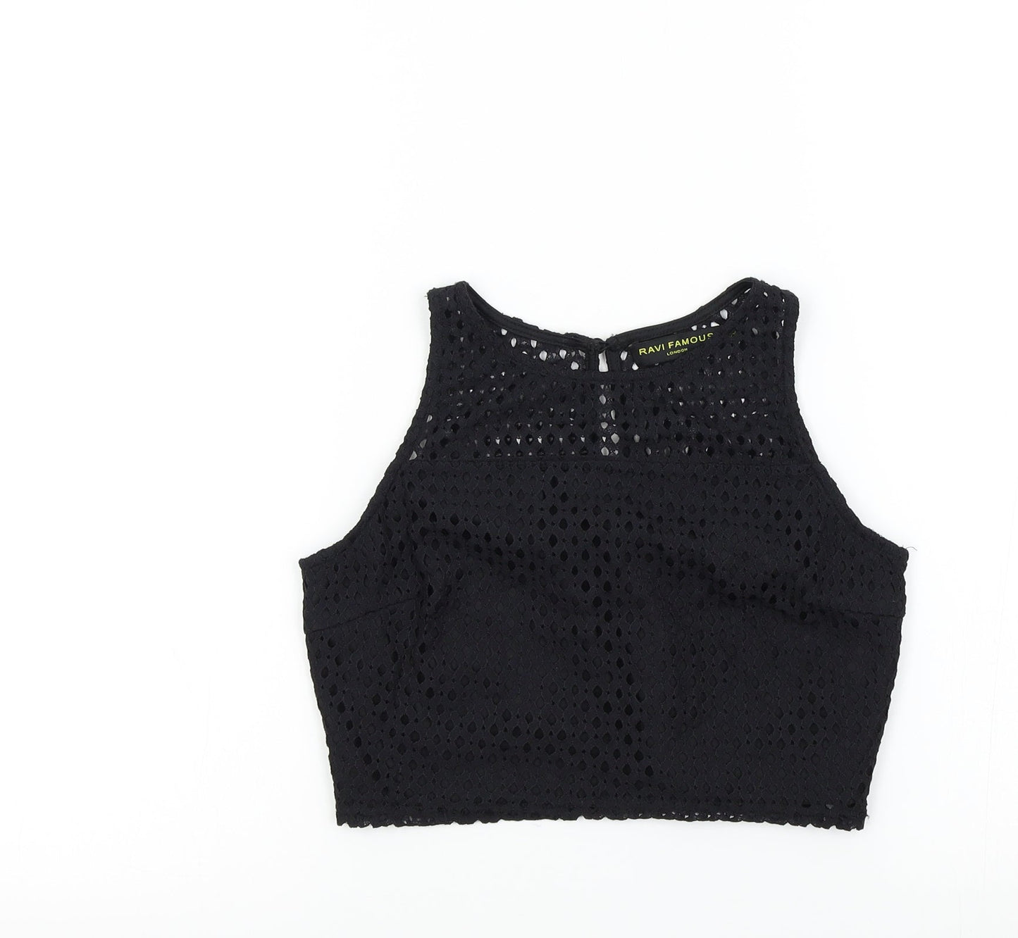 Womens UK Size 8 RAVI FAMOUS Black Basic T-Shirt