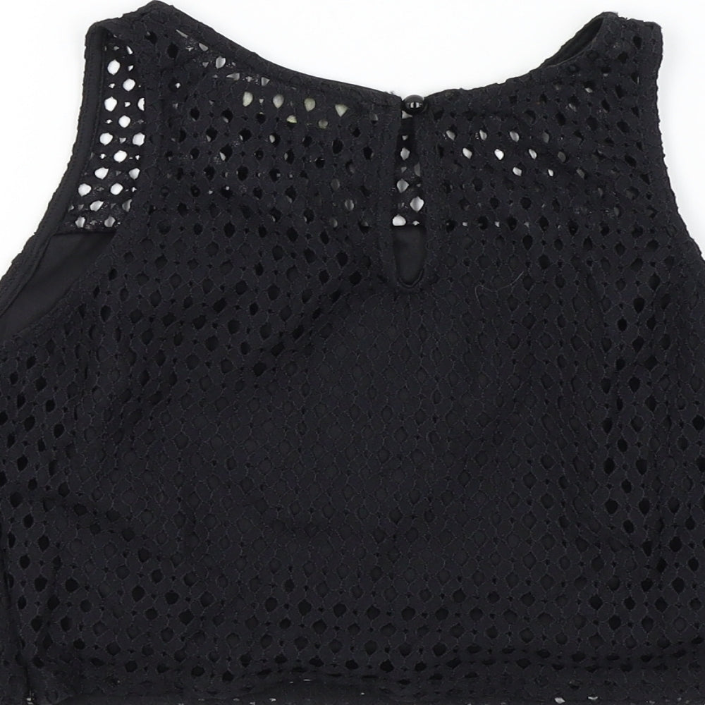 Womens UK Size 8 RAVI FAMOUS Black Basic T-Shirt