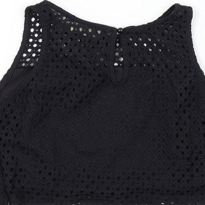 Womens UK Size 8 RAVI FAMOUS Black Basic T-Shirt
