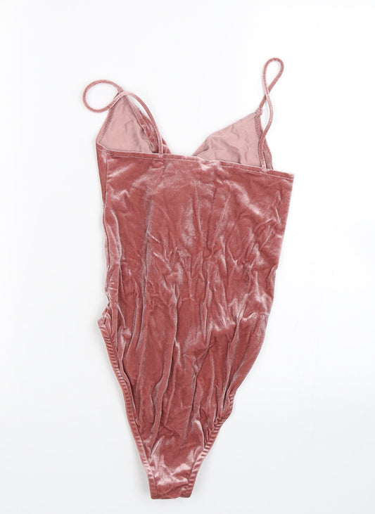 Topshop Womens Pink  Velour Catsuit One-Piece Size 8